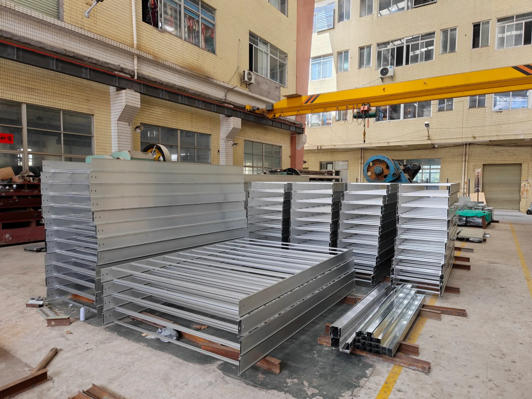 Finished aluminum ladder cable tray stock, view 2